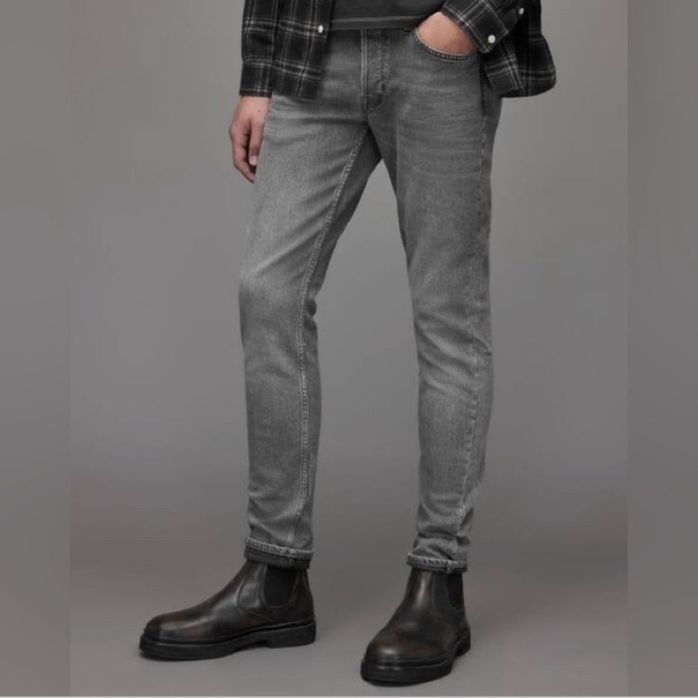 All Saints Cigarette Jeans Grey Medium Wash Distressed Streetwear New York 30